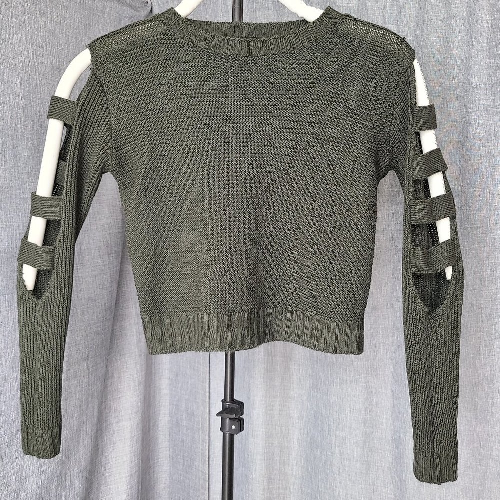 Serendipity By Victoria Dark Green Woman's Crop Top Sweatshirt Size XL